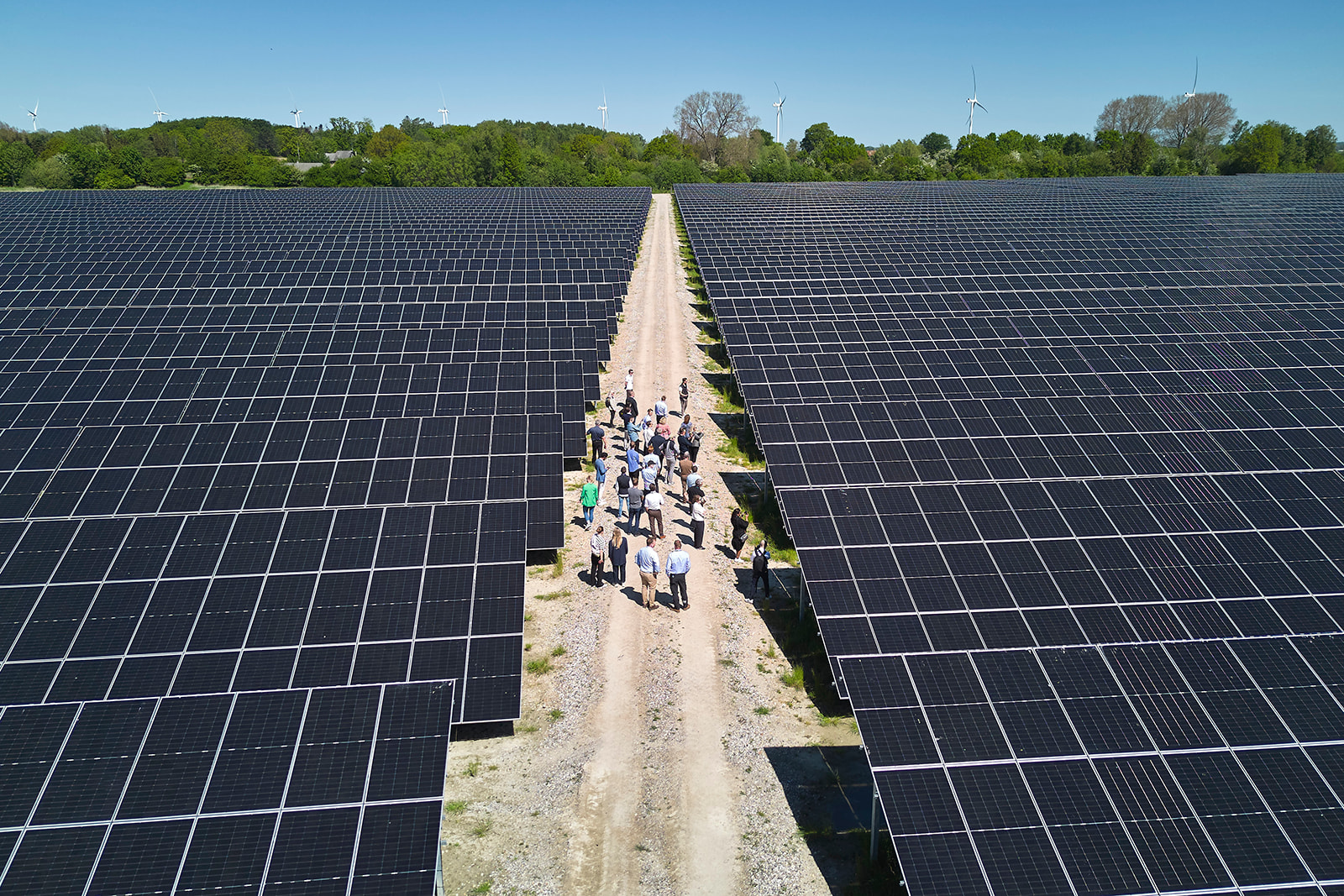 Image of solar park with people